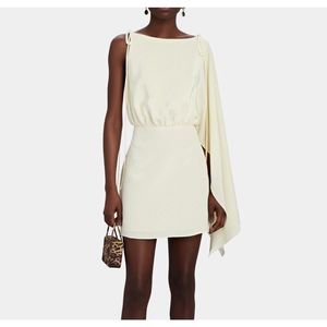 ALEXIS Womens Wesley One-Sleeve Silk Mini Dress XS Ivory Lined